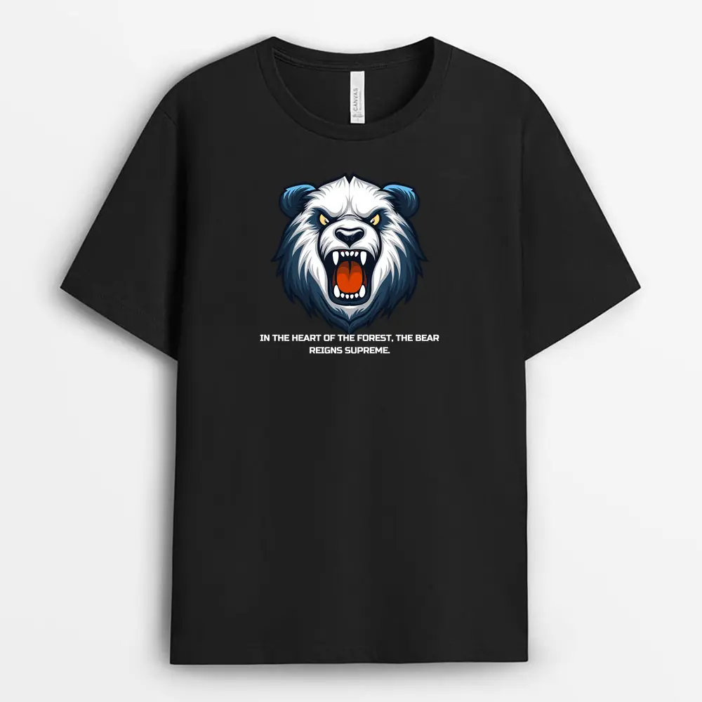 In The Heart Of The Forest The Bear Reigns Supreme Lionxtee T-Shirt - Black