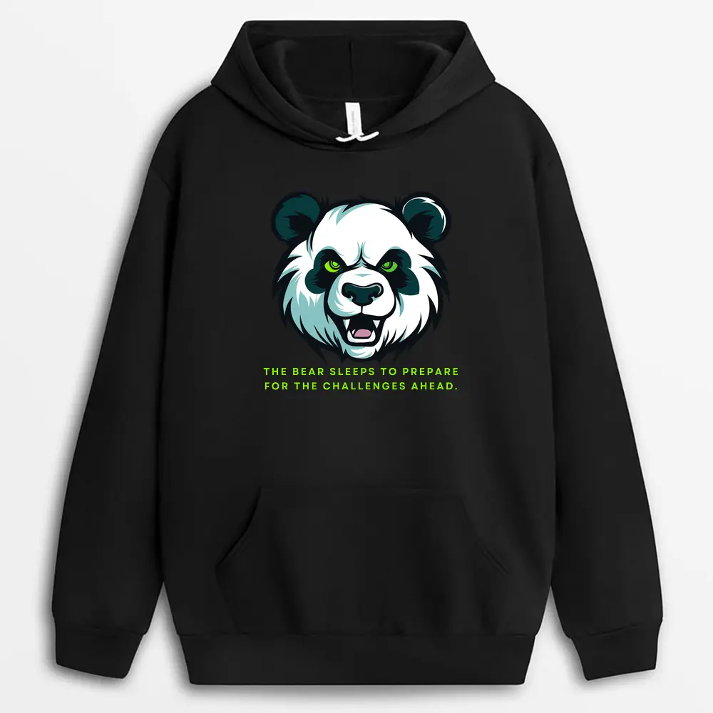 The Bear Sleeps To Prepare For The Challenges Ahead Lionxtee Hoodie - Black