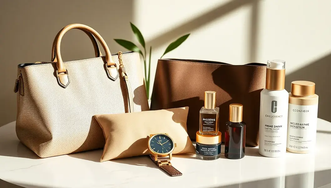 A curated selection of eco-friendly luxury items, showcasing sustainable craftsmanship.